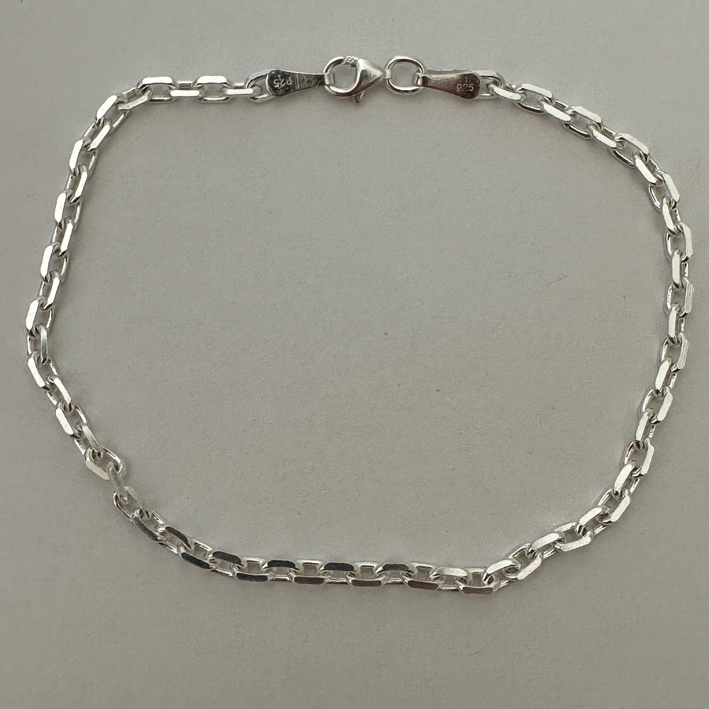 925 Silver 3mm bracelet 8.25 inches unisex link chain